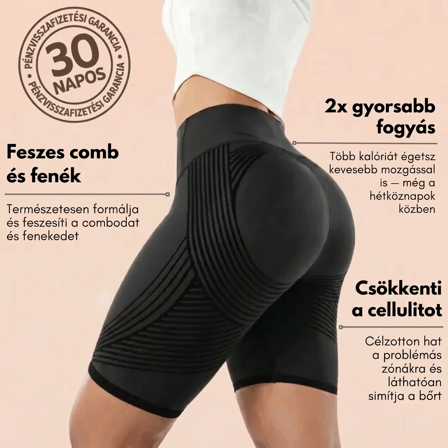 3D Cellulit Elleni Alakformáló Rövid Legging
